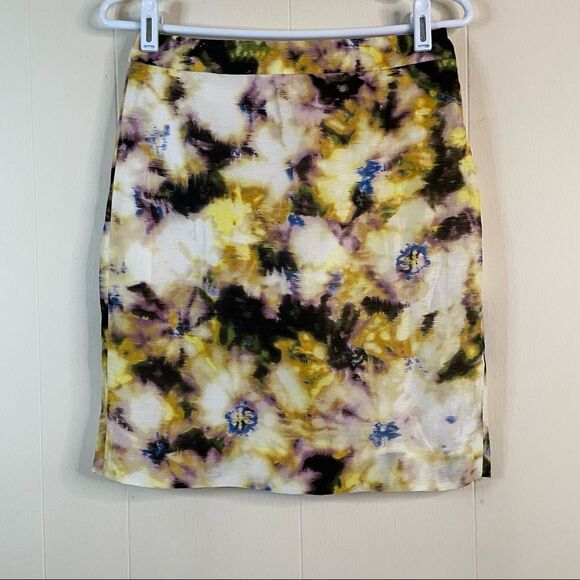 J. Crew Linen Silk Fleurette Pencil Skirt - Picture 1 of 3